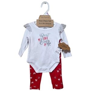Baby Essentials Girls 4 Piece Holiday Set 9 Months Bodysuit Socks Pants Headband